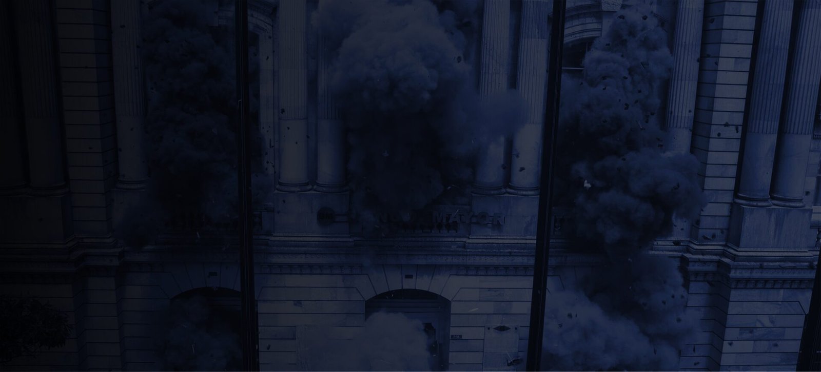 Large-scale cinematic action scene with smoke and production effects, representing premium entertainment investment.